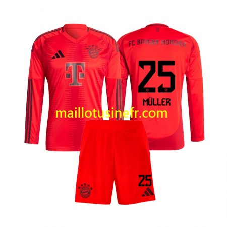 Maillot de Foot Bayern Munich Thomas Muller 25 Domicile 2024-25 Manches Longues - Enfant